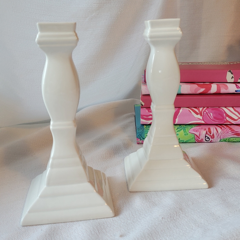 Mikasa White Ceramic Candle Holders Set of 2